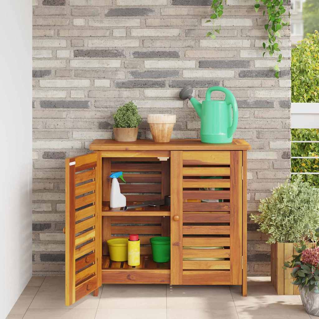 Garten-Schrank mit Tür Braun 75 x 35 x 70cm Massivholz Akazie