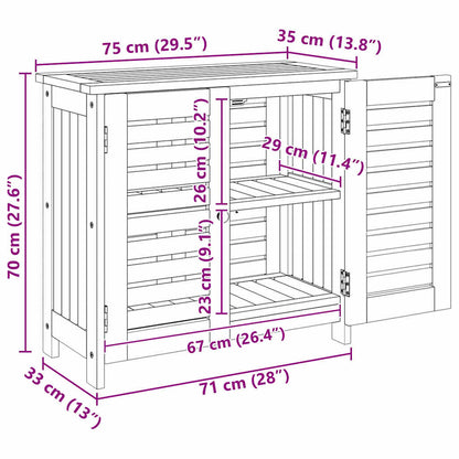 Garten-Schrank mit Tür Braun 75 x 35 x 70cm Massivholz Akazie