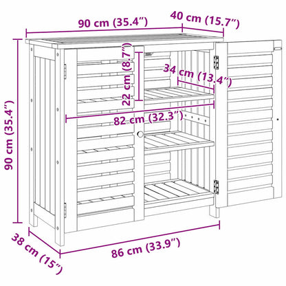 Garten-Schrank mit Tür Braun 90 x 40 x 90cm Massivholz Akazie