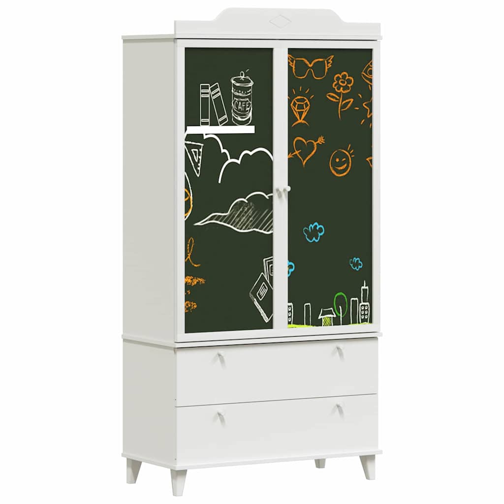 Kreidetafel Kleiderschrank mit Schubladen Weiß Holzwerkstoff