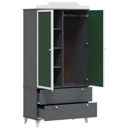 Kreidetafel Kleiderschrank mit Tür Grau und Weiß Holzwerkstoff