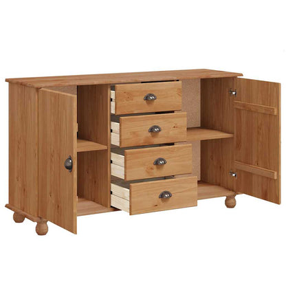 Sideboard ASKIM Braun 133,5 x 40 x 79 cm Massivholz Kiefer