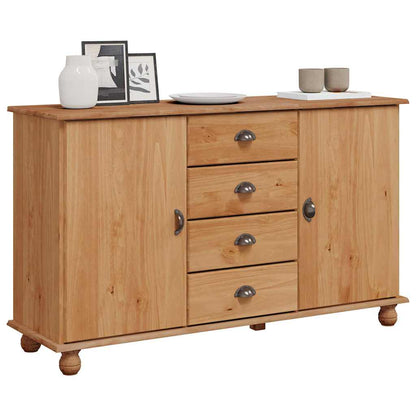 Sideboard ASKIM Braun 133,5 x 40 x 79 cm Massivholz Kiefer