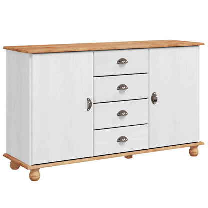 Sideboard ASKIM Weiß 133,5 x 40 x 79 cm Massivholz Kiefer