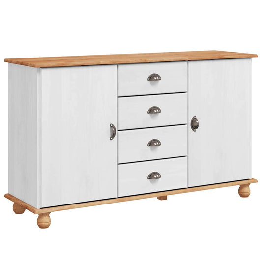 Sideboard ASKIM Weiß 133,5 x 40 x 79 cm Massivholz Kiefer
