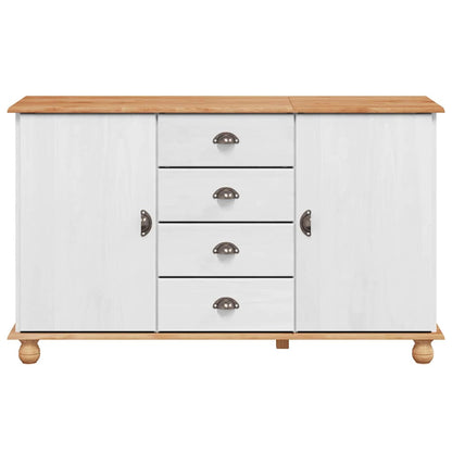 Sideboard ASKIM Weiß 133,5 x 40 x 79 cm Massivholz Kiefer