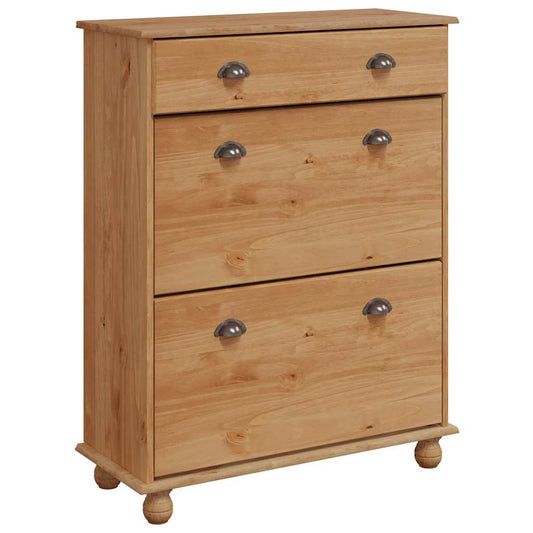 Schuhschrank mit Tür Braun 85 x 35 x 108 cm Massivholz Kiefer