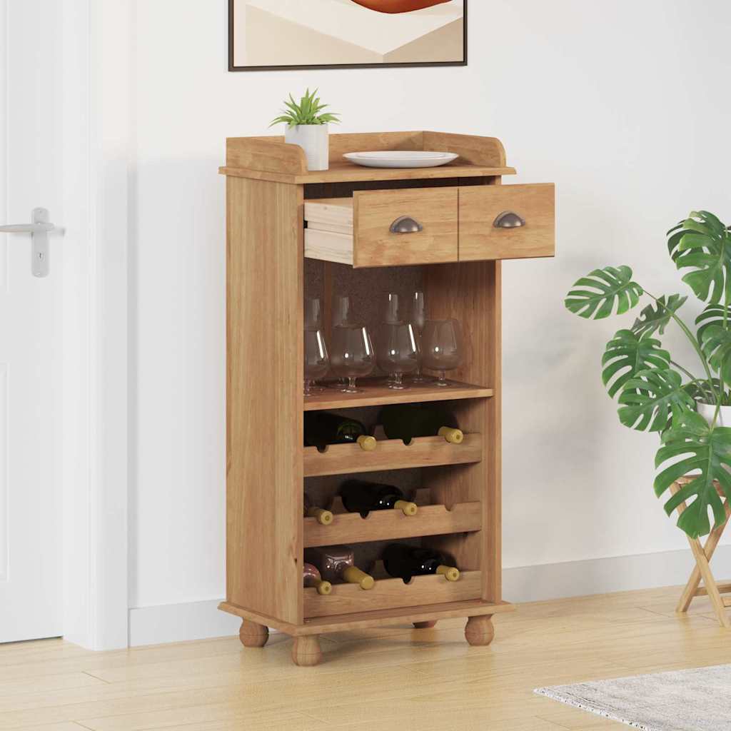 Weinschrank ASKIM Braun 57 x 37 x 114 cm Massivholz Kiefer