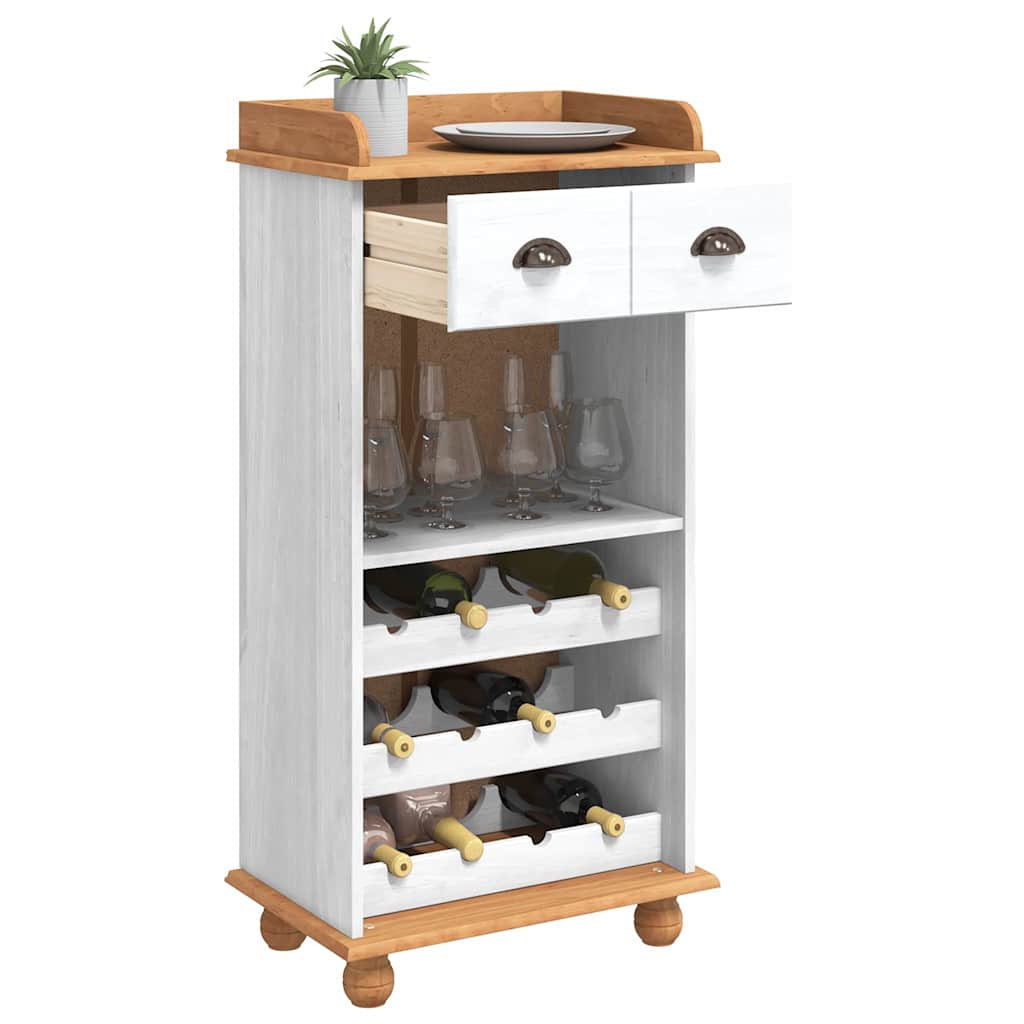 Weinschrank ASKIM Weiß 57 x 37 x 114 cm Massivholz Kiefer