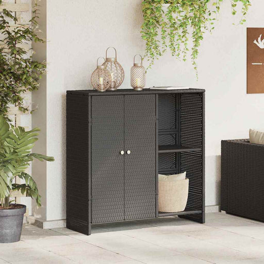 Badschrank mit Speicher Schwarz 100 x 36 x 102 cm Rattan