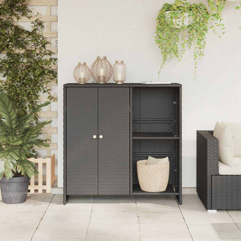 Badschrank mit Speicher Schwarz 100 x 36 x 102 cm Rattan