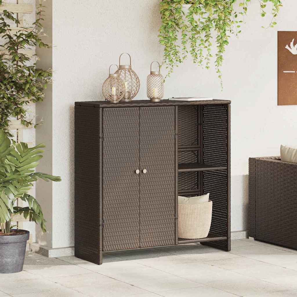 Badschrank mit Speicher mit Tür Braun 100 x 36 x 102 cm Rattan
