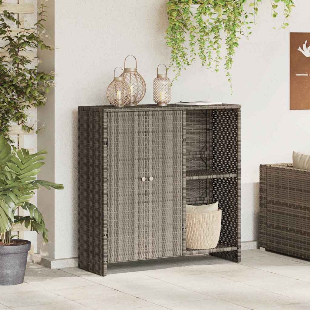 Badschrank mit Speicher mit Tür Grau 100 x 36 x 102 cm Rattan