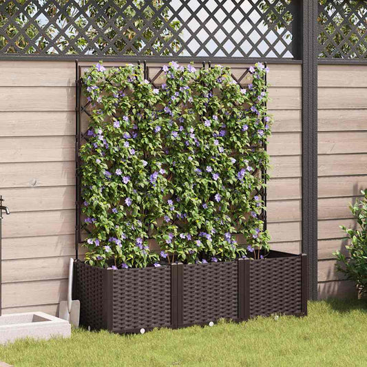Gartenpflanzer mit Gitter 3 pcs Braun 120 x 40 x 143 cm PP