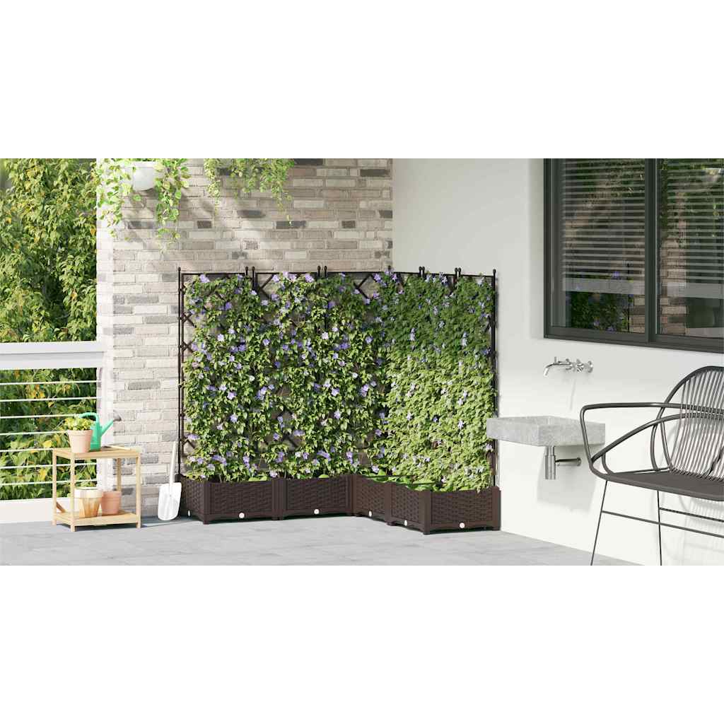Gartenpflanzer mit Gitter 5 pcs Braun 120 x 120 x 125,5 cm PP