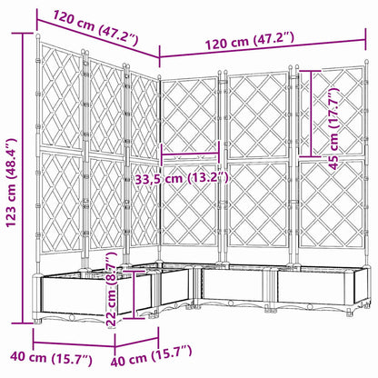 Gartenpflanzer mit Gitter 5 pcs Braun 120 x 120 x 125,5 cm PP