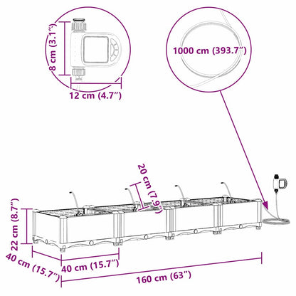 Gartenpflanzer Braun 160 x 40 x 22 cm Stahl
