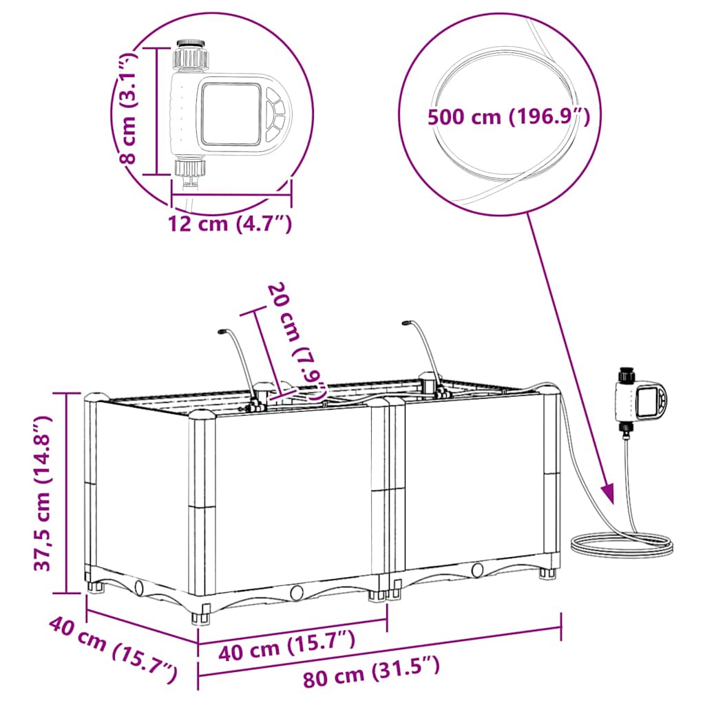 Gartenpflanzer Braun 80 x 40 x 37.5 cm Stahl