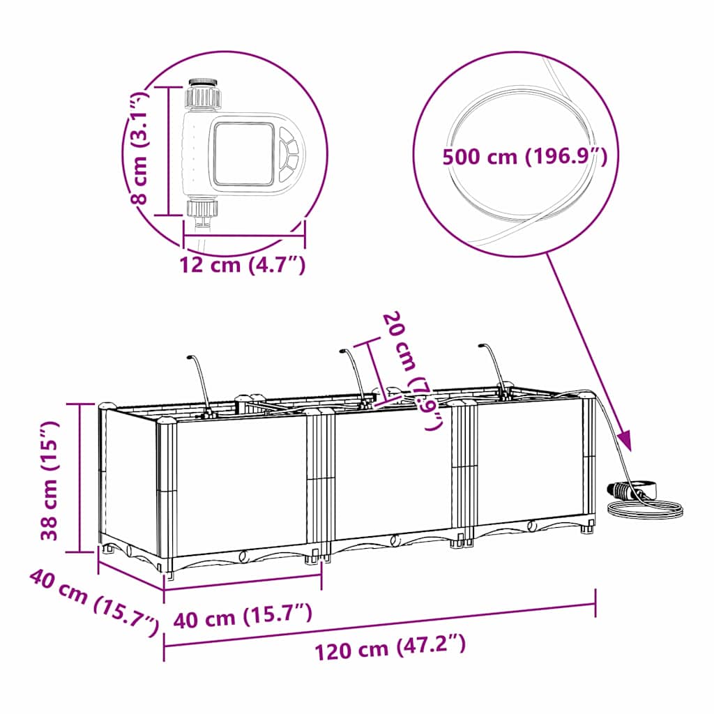 Gartenpflanzer Braun 120 x 40 x 37.5 cm Stahl