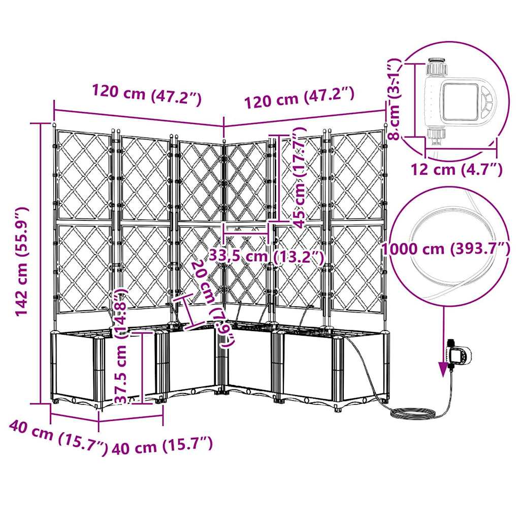 Gartenpflanzer Braun 120 x 120 x 142 cm Stahl