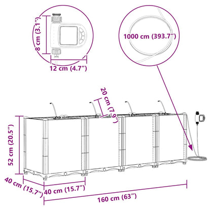 Gartenpflanzer Braun 160 x 40 x 52 cm Stahl