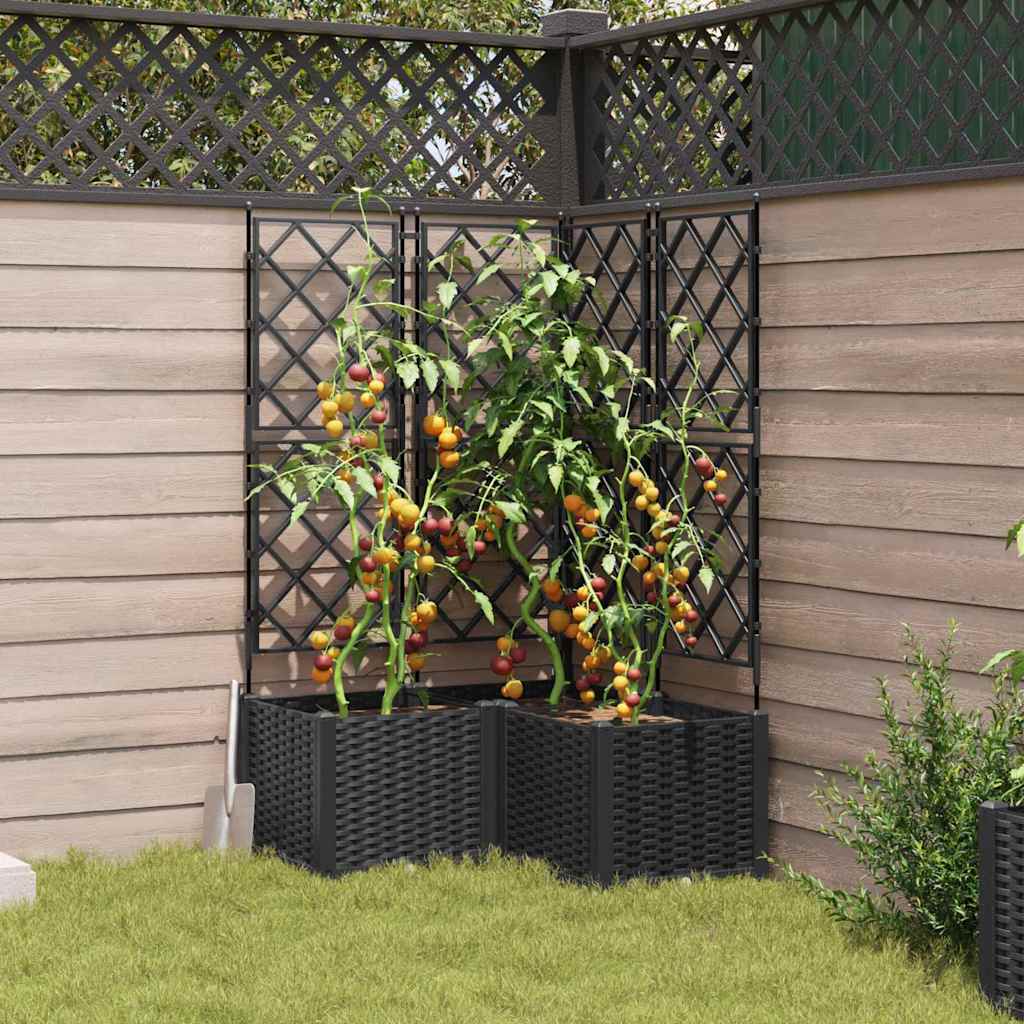 Gartenpflanzer mit Gitter 3 pcs Schwarz 80 x 80 x 143 cm PP