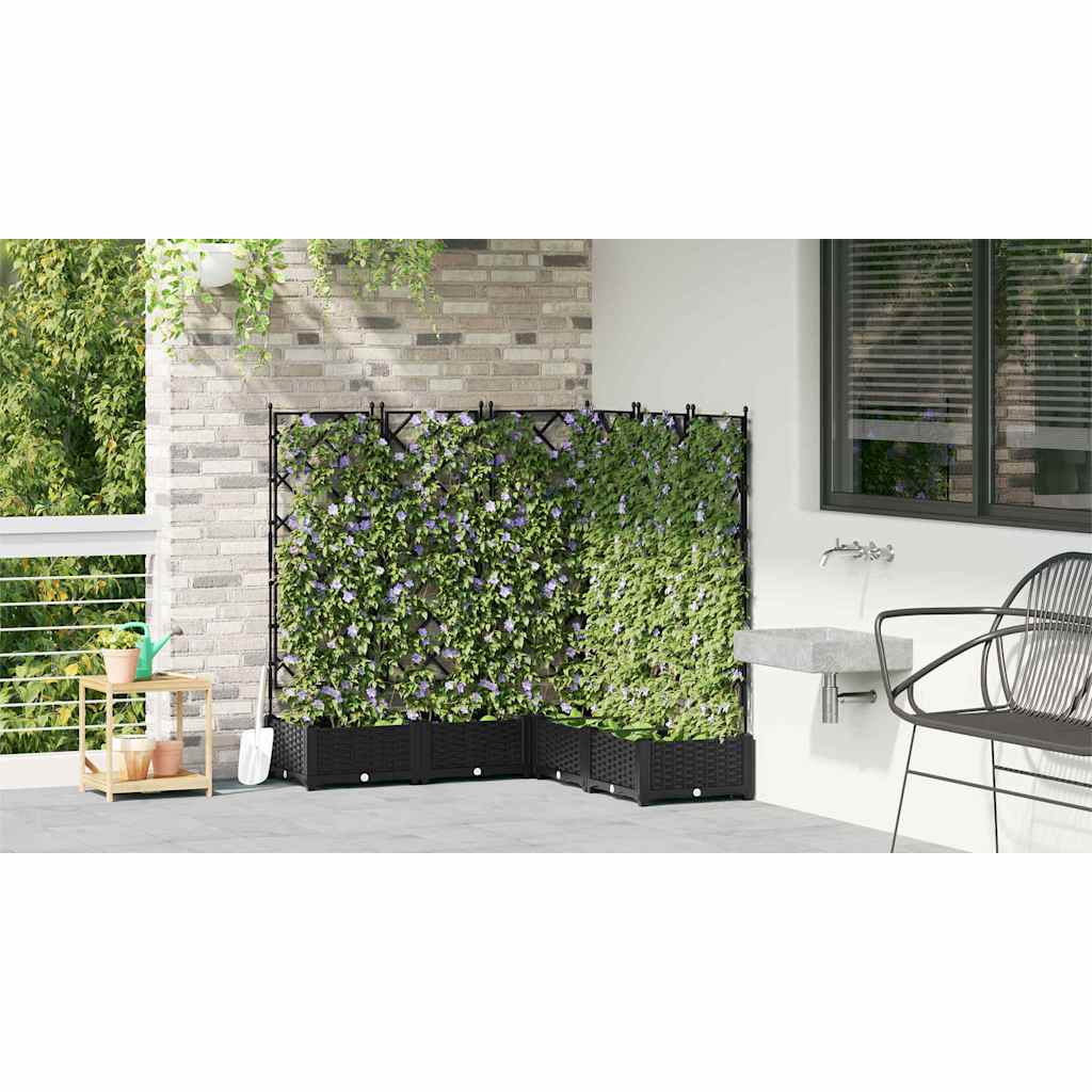 Gartenpflanzer mit Gitter 5 pcs Schwarz 120 x 120 x 125,5 cm PP
