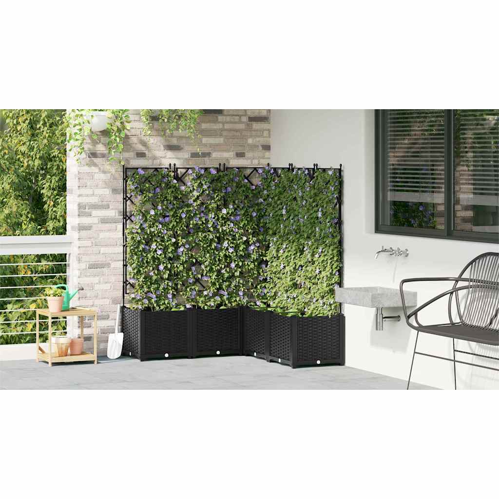Gartenpflanzer mit Gitter 5 pcs Schwarz 120 x 120 x 143 cm PP