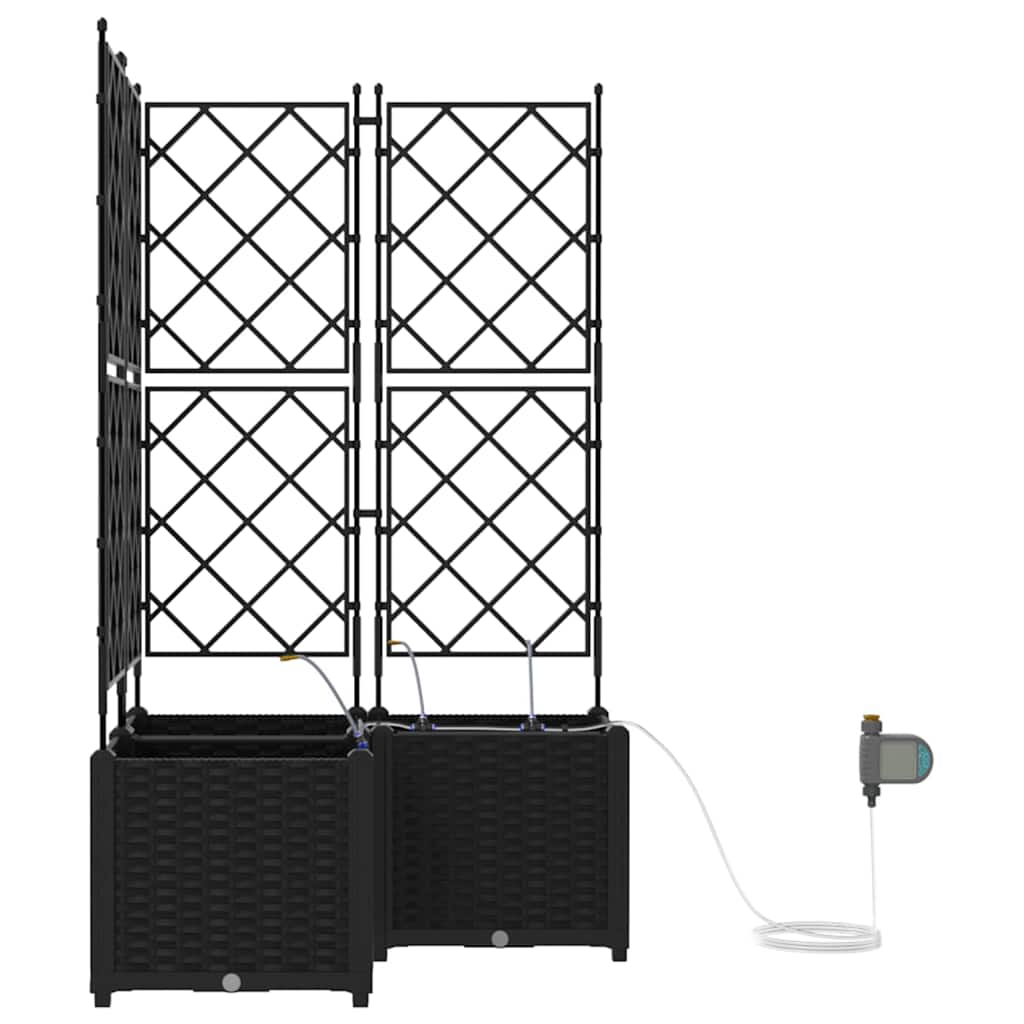 Gartenpflanzer Schwarz 80 x 80 x 142 cm Stahl