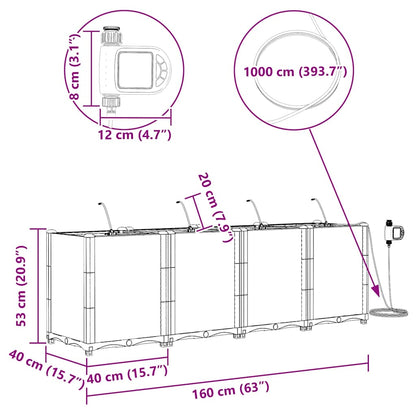 Gartenpflanzer Schwarz 160 x 40 x 52 cm Stahl