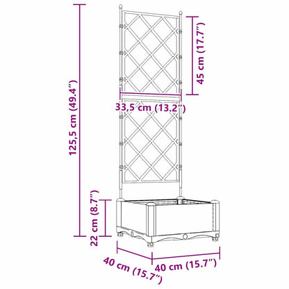 Gartenpflanzer mit Gitter Grau 40 x 40 x 125,5 cm PP