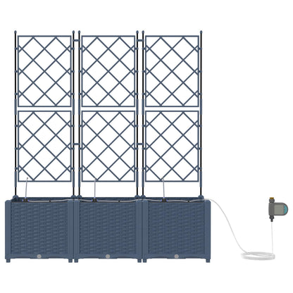 Gartenpflanzer mit Gitter 2 pcs Grau 80 x 40 x 125,5 cm PP