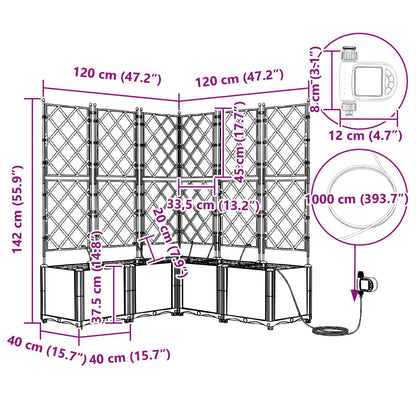 Gartenpflanzer mit Gitter 2 pcs Grau 80 x 40 x 125,5 cm PP