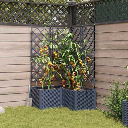 Gartenpflanzer mit Gitter 3 pcs Grau 80 x 80 x 143 cm PP