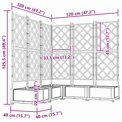 Gartenpflanzer mit Gitter 5 pcs Grau 120 x 120 x 125,5 cm PP