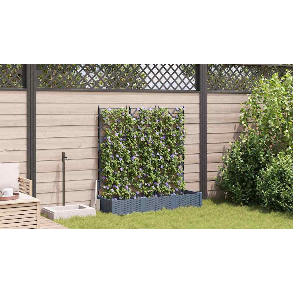 Gartenpflanzer mit Gitter 3 pcs Hellgrau 120 x 40 x 125,5 cm PP