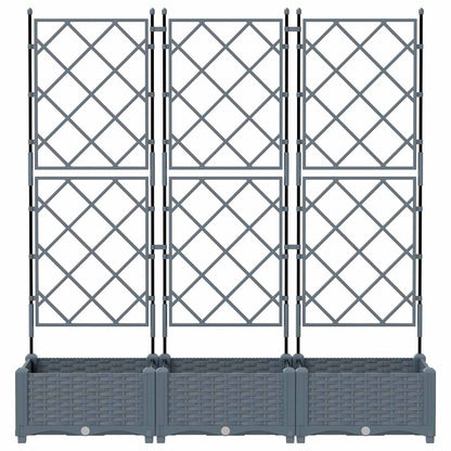 Gartenpflanzer mit Gitter 3 pcs Hellgrau 120 x 40 x 125,5 cm PP
