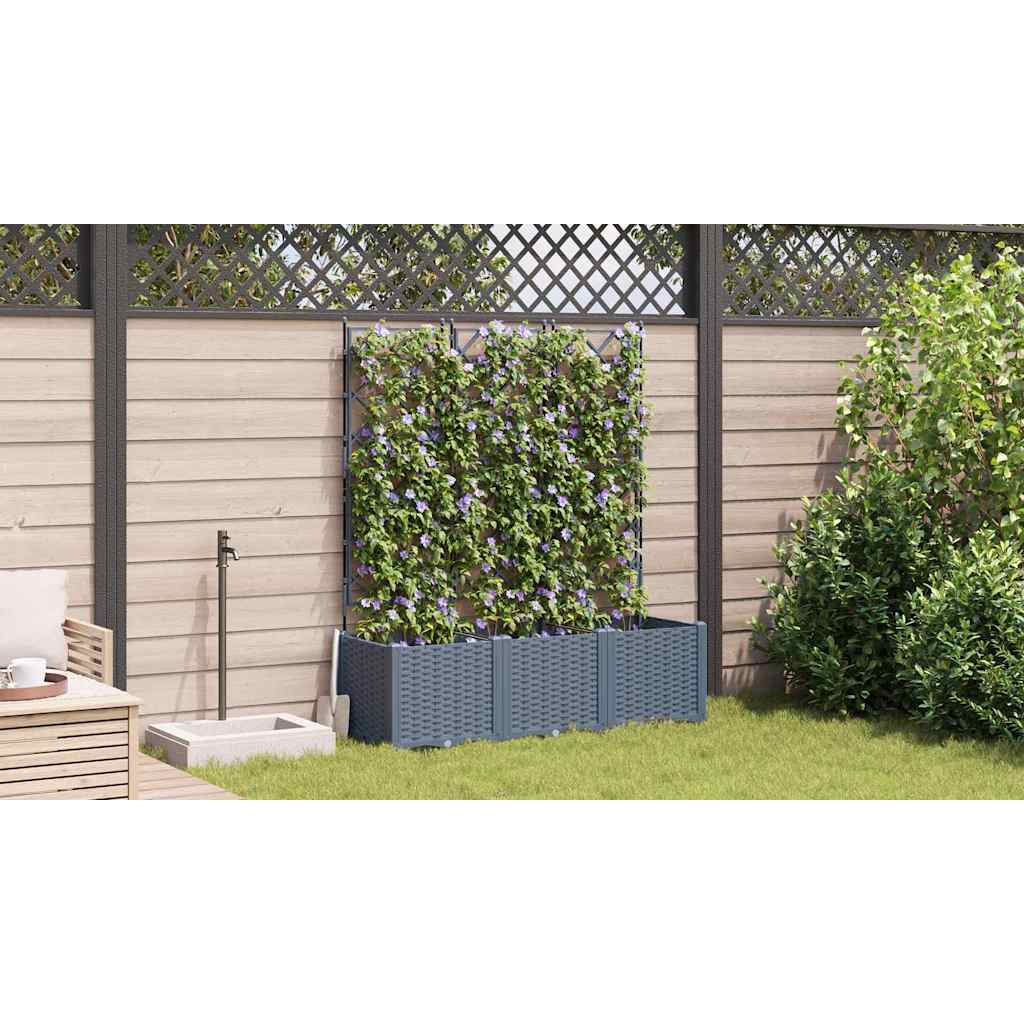 Gartenpflanzer mit Gitter 3 pcs Hellgrau 120 x 40 x 143 cm PP