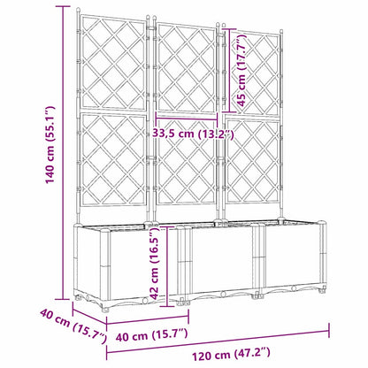 Gartenpflanzer mit Gitter 3 pcs Hellgrau 120 x 40 x 143 cm PP