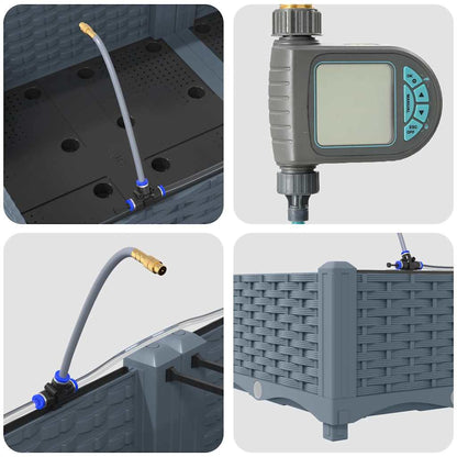 Gartenpflanzer Hellgrau 160 x 40 x 22 cm Stahl