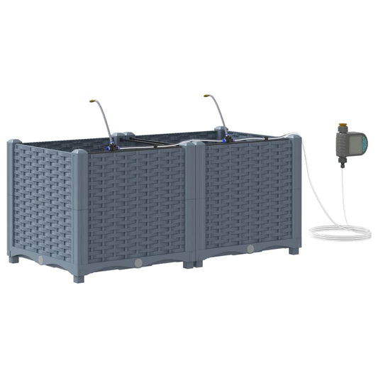 Gartenpflanzer Hellgrau 80 x 40 x 37.5 cm Stahl