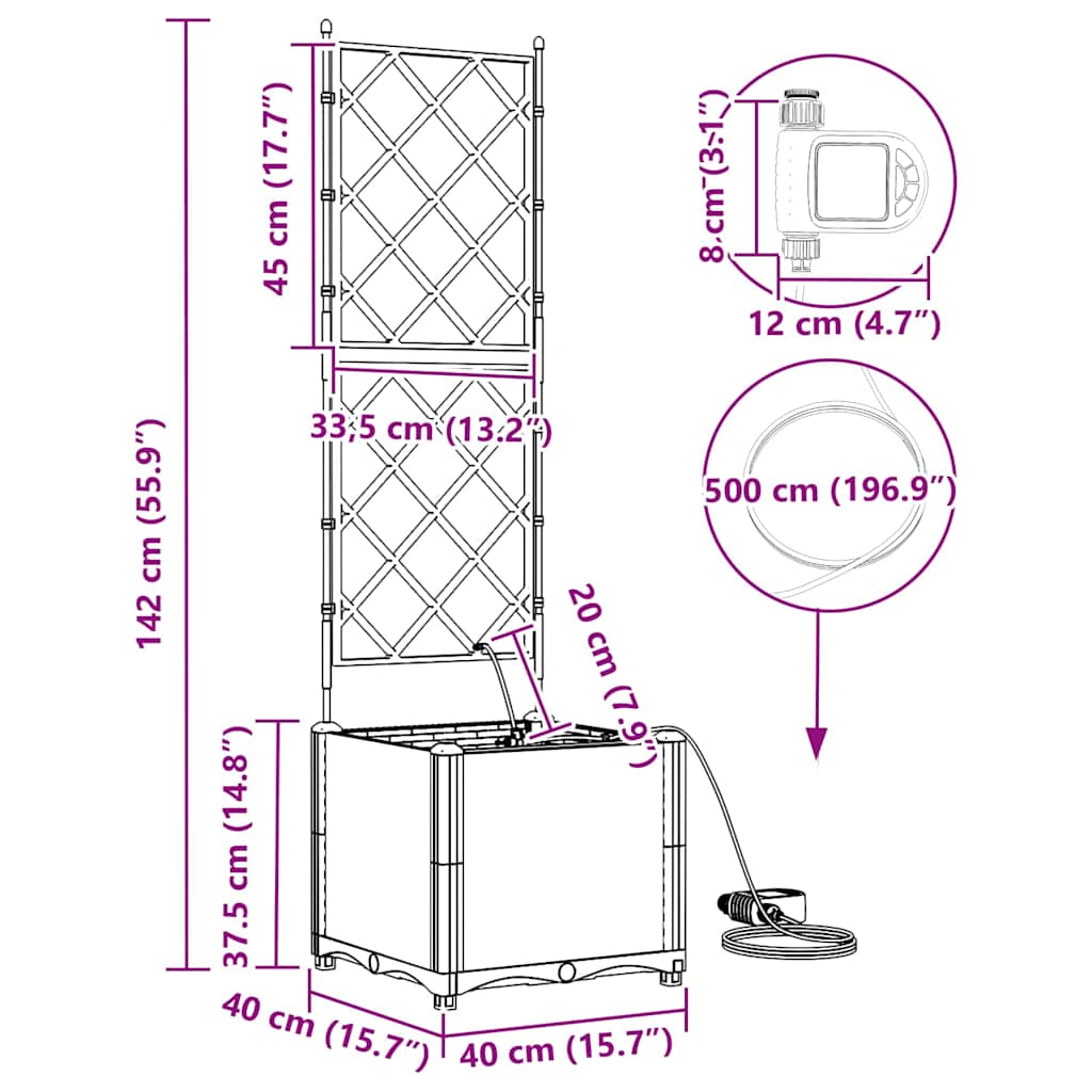 Gartenpflanzer Hellgrau 40 x 40 x 142 cm Stahl