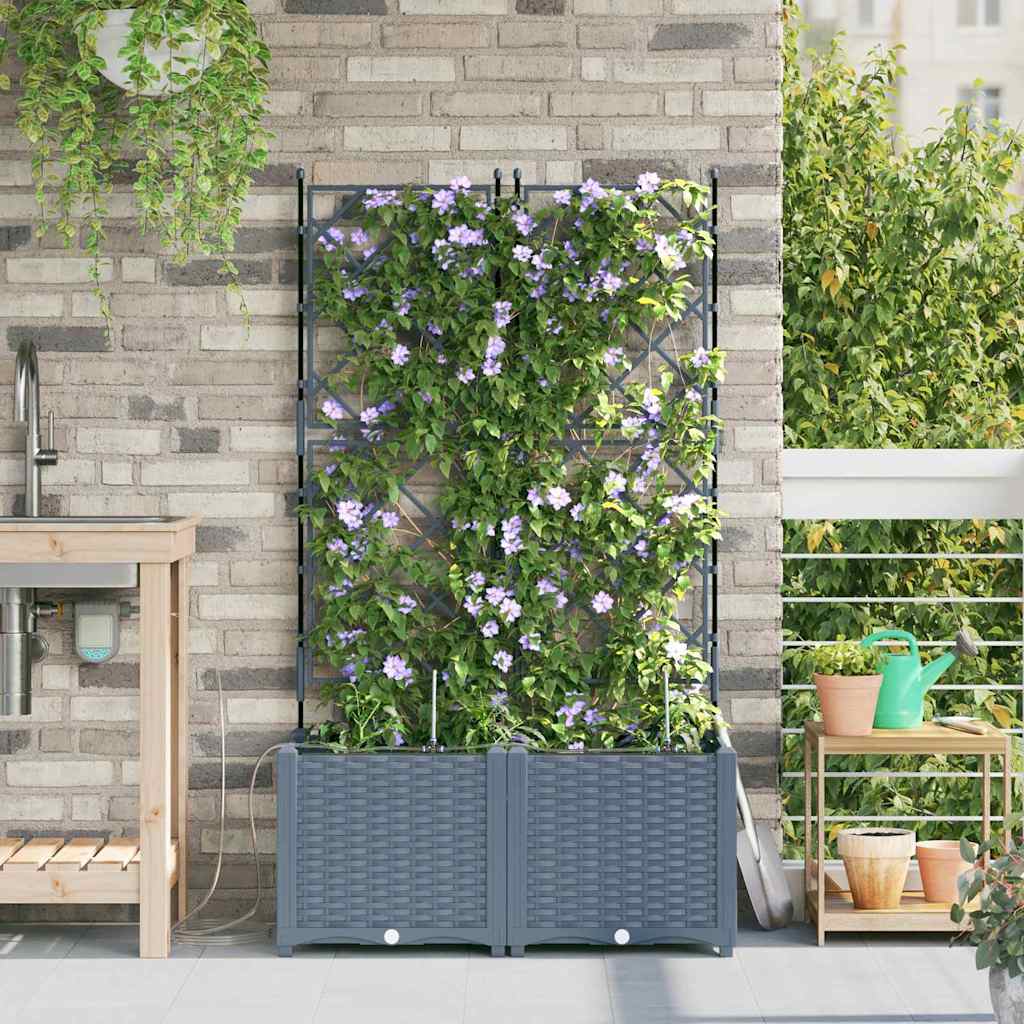 Gartenpflanzer Hellgrau 80 x 40 x 142 cm Stahl