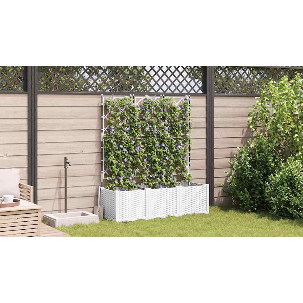 Gartenpflanzer mit Gitter 3 pcs Weiß 120 x 40 x 143 cm PP