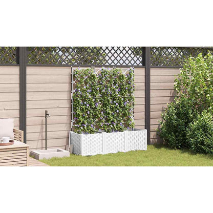 Gartenpflanzer mit Gitter 3 pcs Weiß 120 x 40 x 143 cm PP