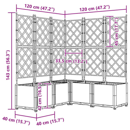 Gartenpflanzer mit Gitter 5 pcs Weiß 120 x 120 x 143 cm PP