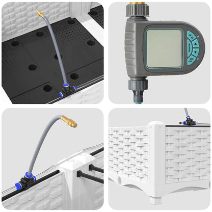 Gartenpflanzer Weiß 160 x 40 x 22 cm Stahl