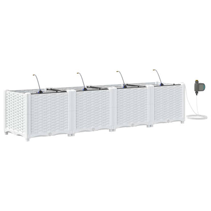 Gartenpflanzer Weiß 160 x 40 x 37.5 cm Stahl