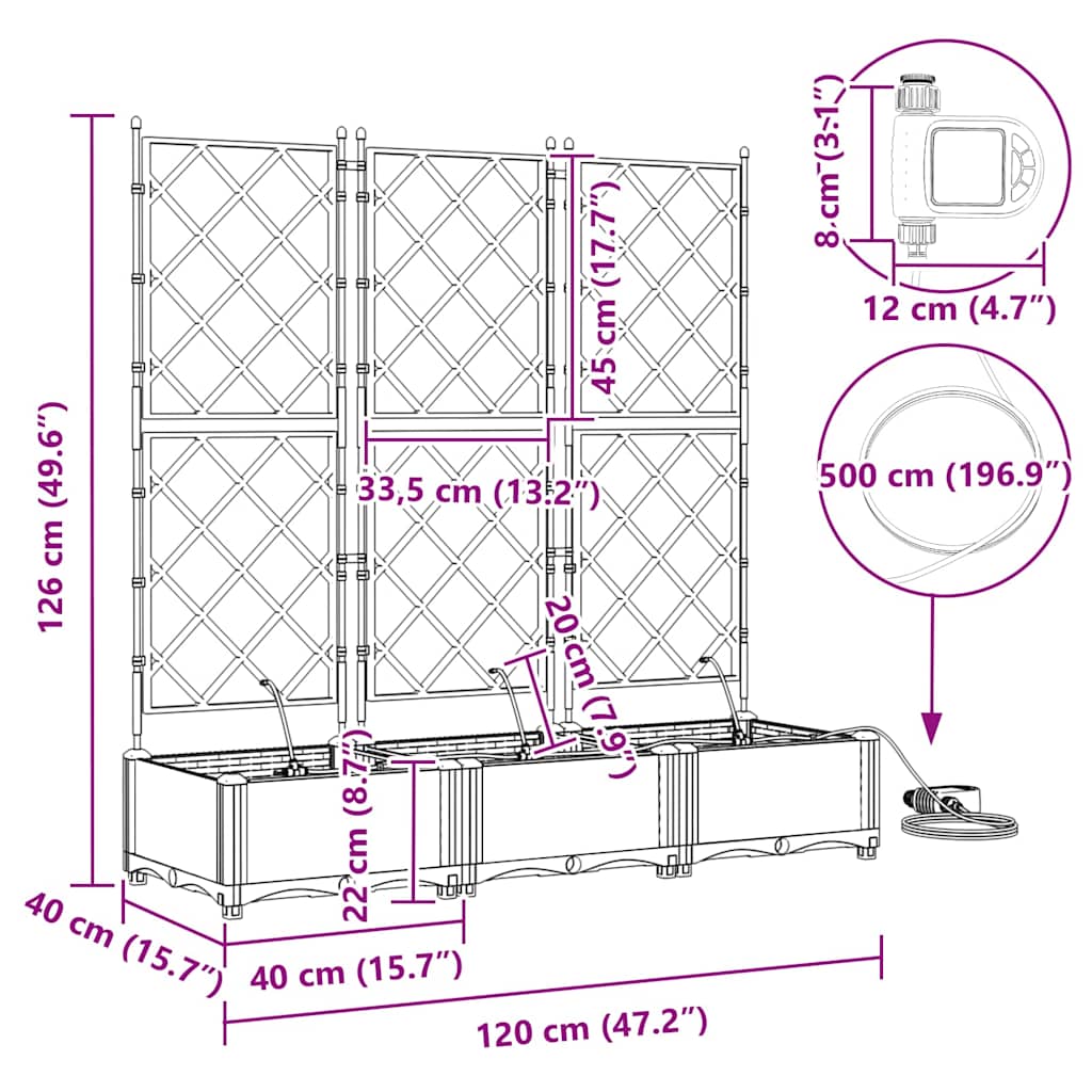 Gartenpflanzer Weiß 120 x 40 x 126 cm Stahl