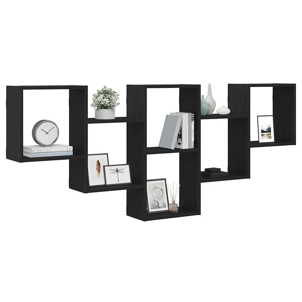 Wandregal Schwarz Eichen-Optik 159x18x66 cm Holzwerkstoff